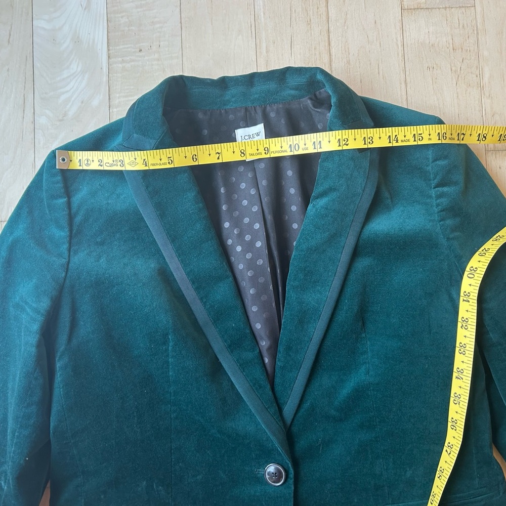 J. Crew Women’s Velvet One-Button Blazer Old Forest Green Style BU281 Size 8 EUC - Picture 12 of 16